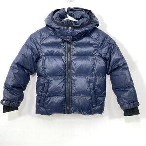 S13 New York Girls Size 4 Duck Down‎ Feather Puffer Jacket Hooded Navy Full Zip